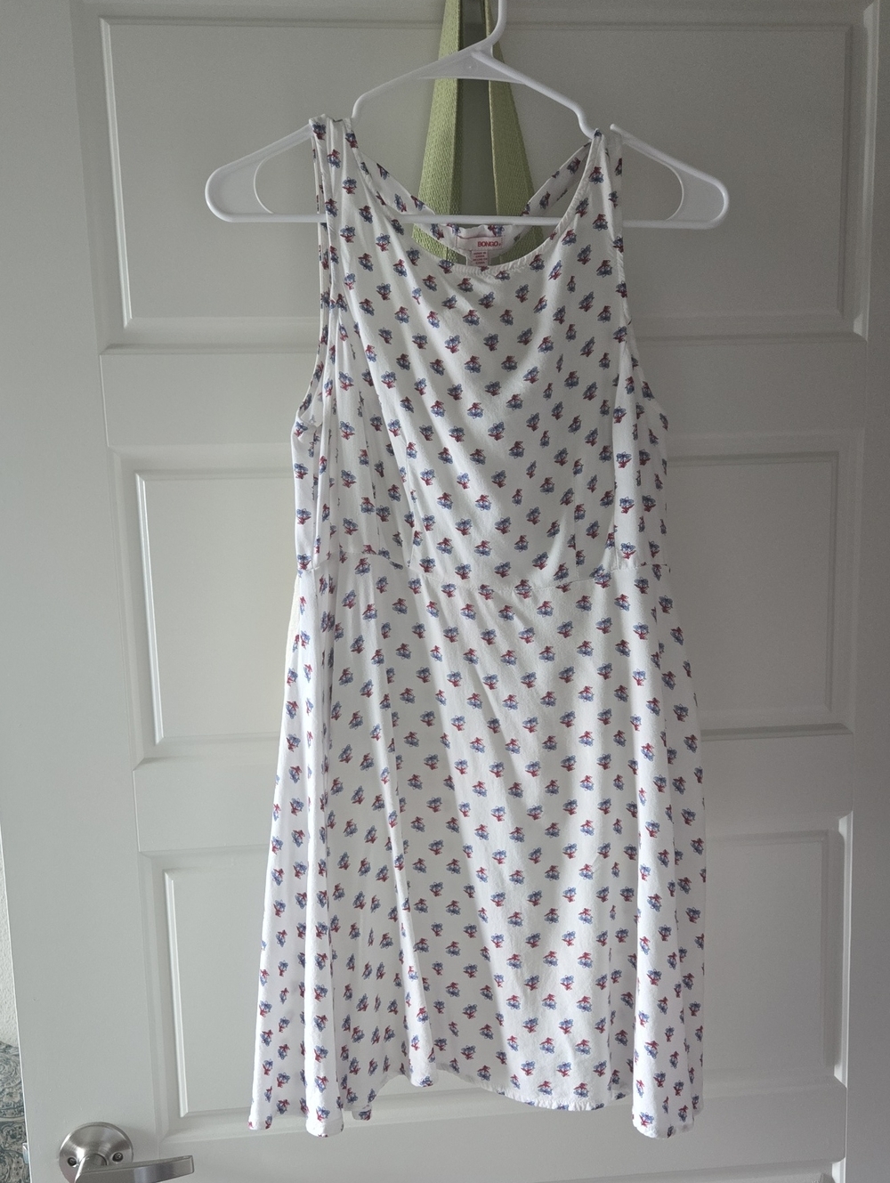 BONGO White Sleeveless Floral Swing Dress with Blue and Pink Print